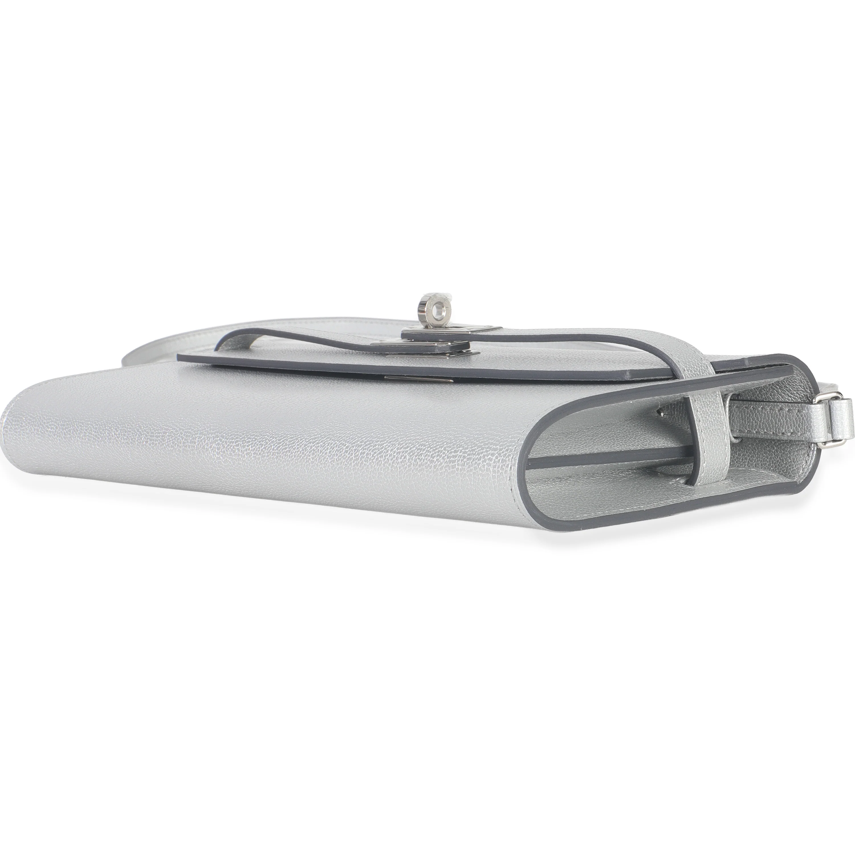 Argent Metallic Chevre Chamkilight Kelly Wallet To Go PHW - Image 7