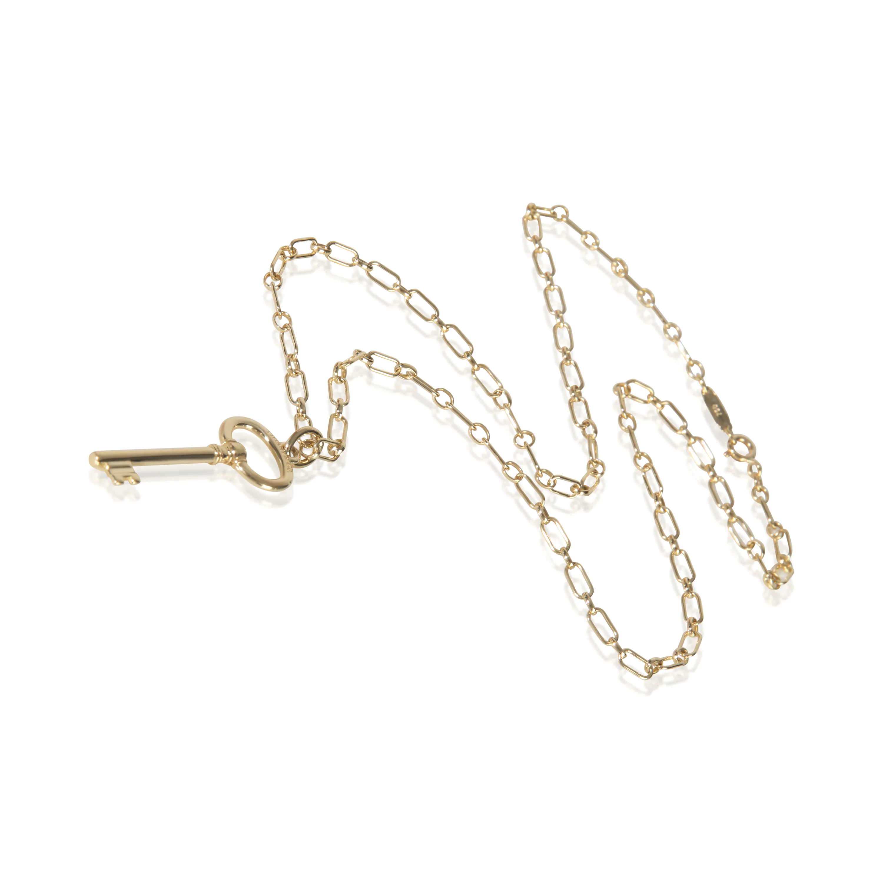 Yellow Gold  Oval Key Necklace - Image 4