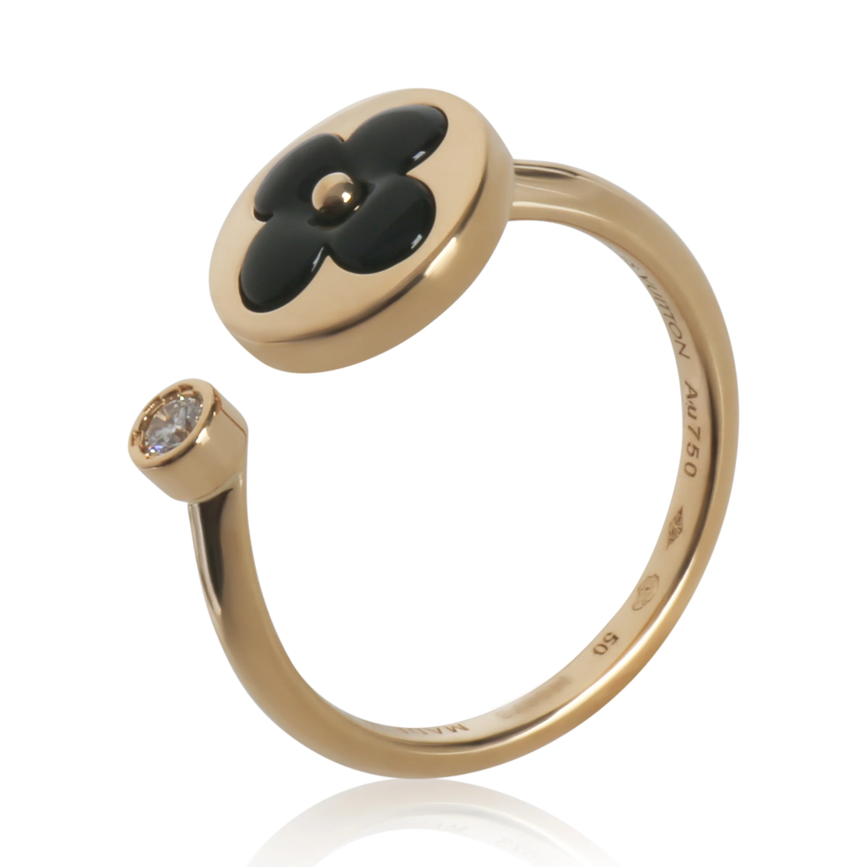 Yellow Gold Onyx and Diamond Color Blossom Mini Sun Ring - Image 6