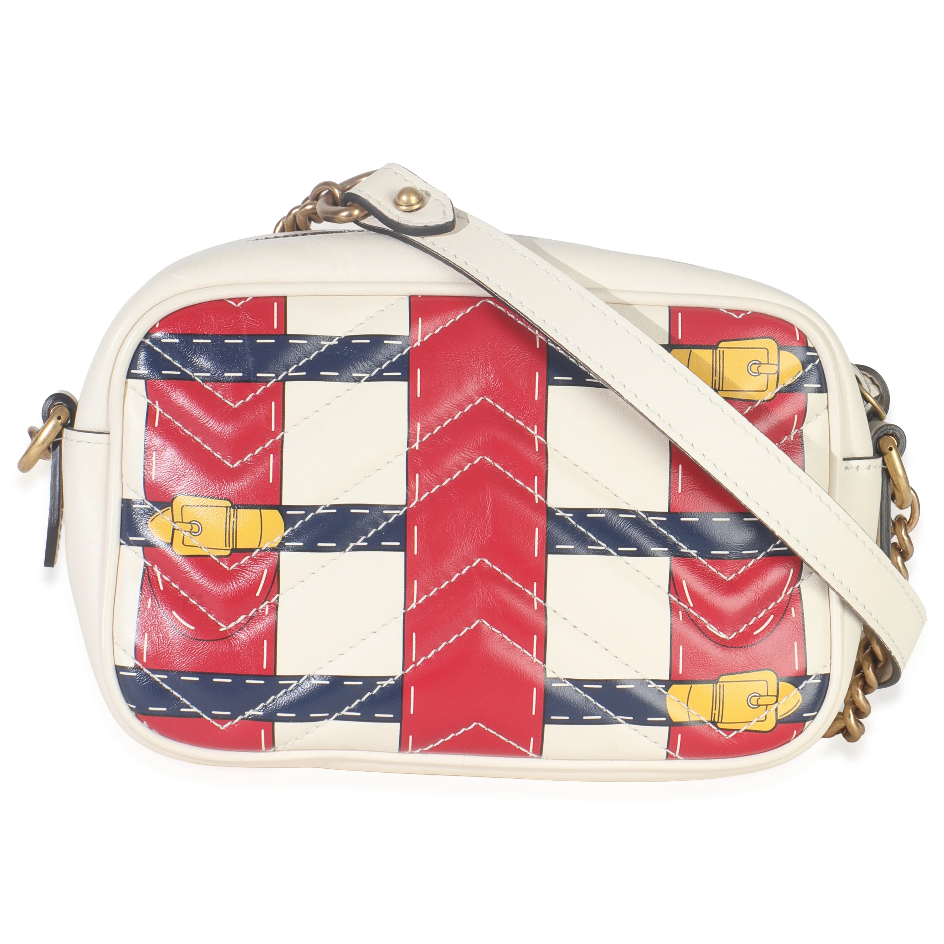 Trompe LOeil Print Calfskin Matelasse Small GG Marmont Camera Bag - Image 4