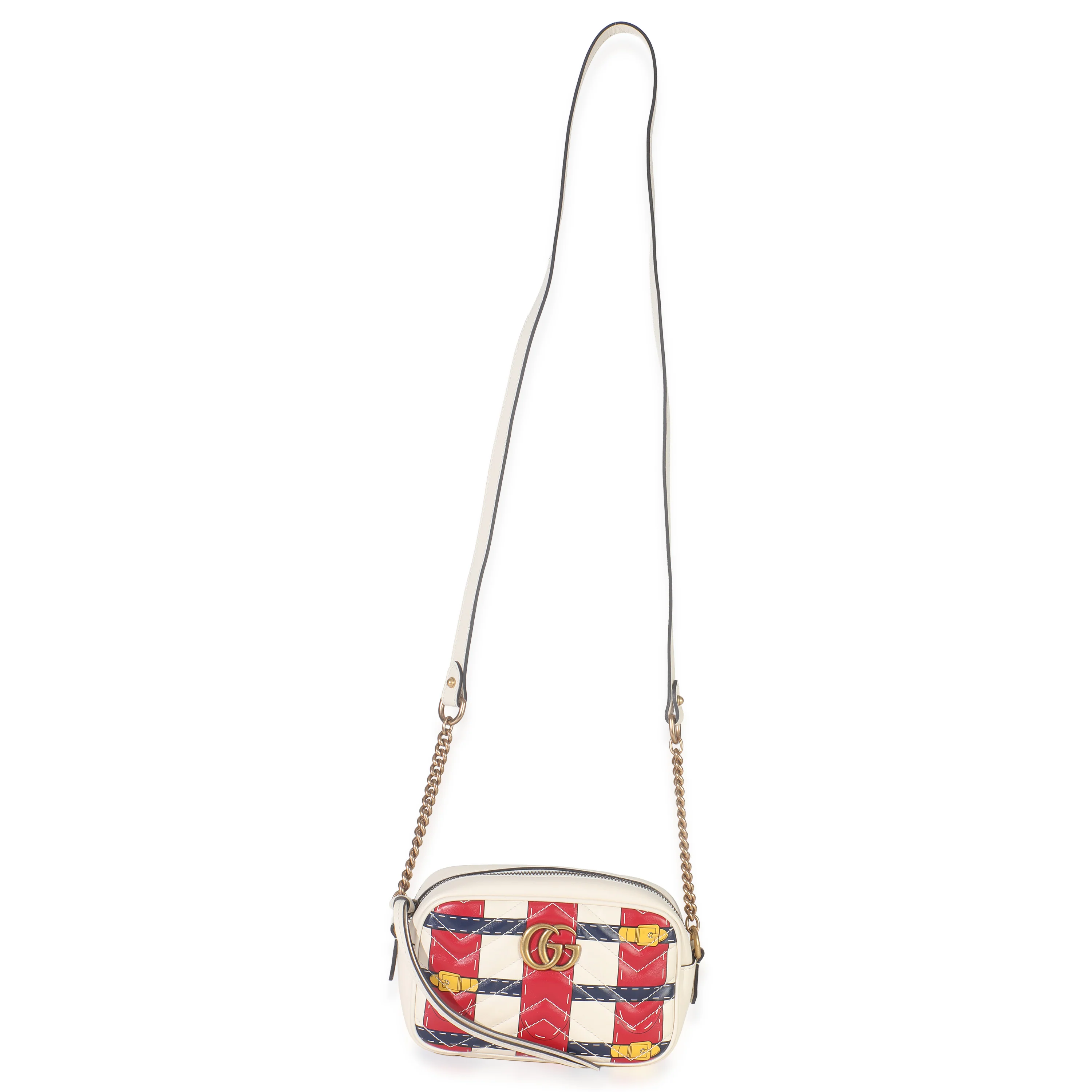 Trompe LOeil Print Calfskin Matelasse Small GG Marmont Camera Bag - Image 8